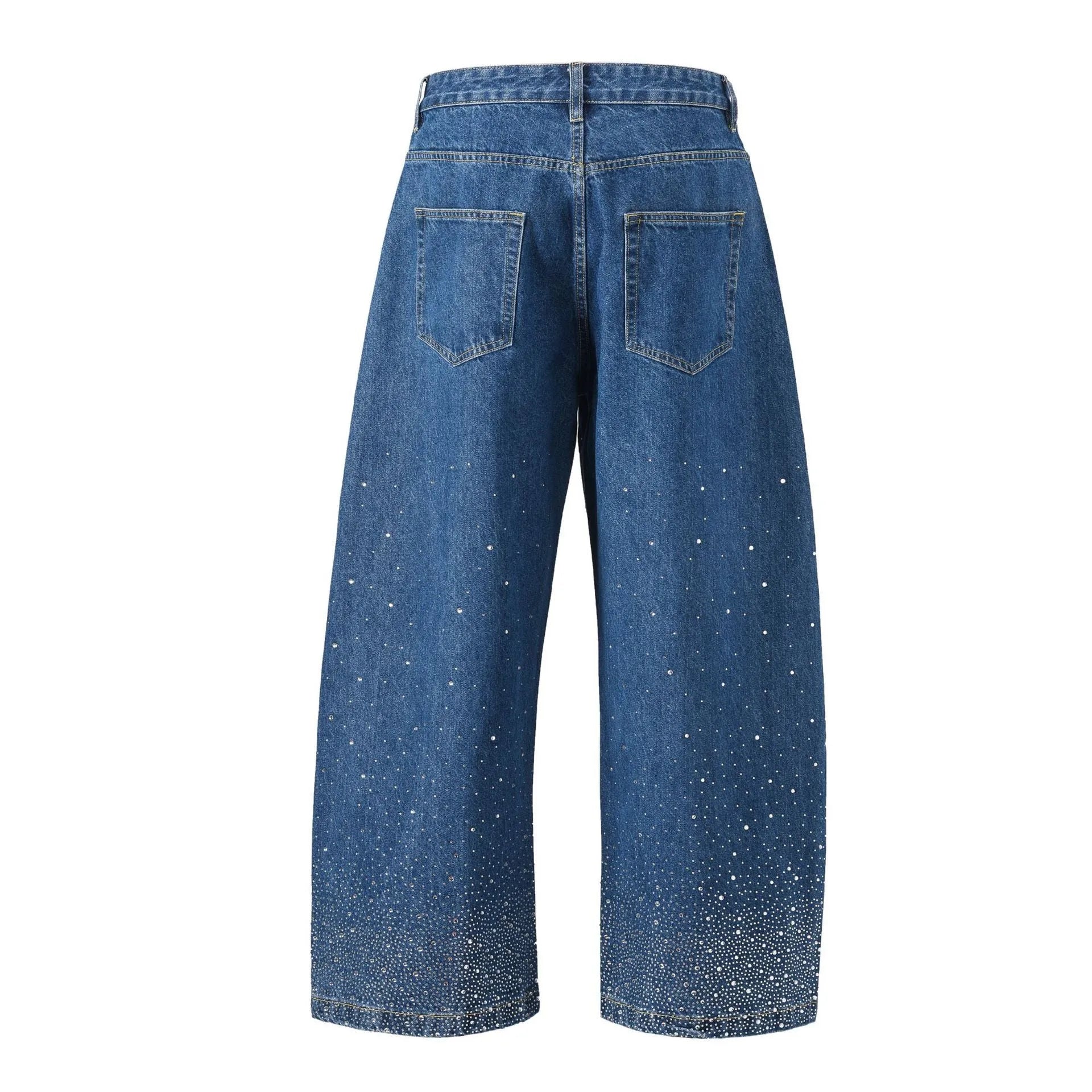Loose-fitting cotton wide-leg trousers for teenagers, blue colour, pullover style, size 30-36