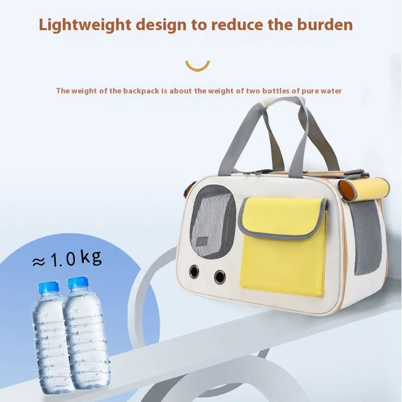 Portable foldable pet carrier bag in canvas material with single shoulder strap