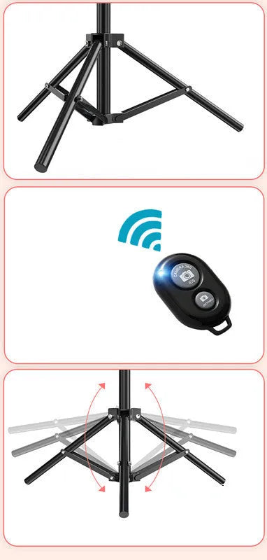 10-inch circular ring light on adjustable metal bracket for smartphone photography