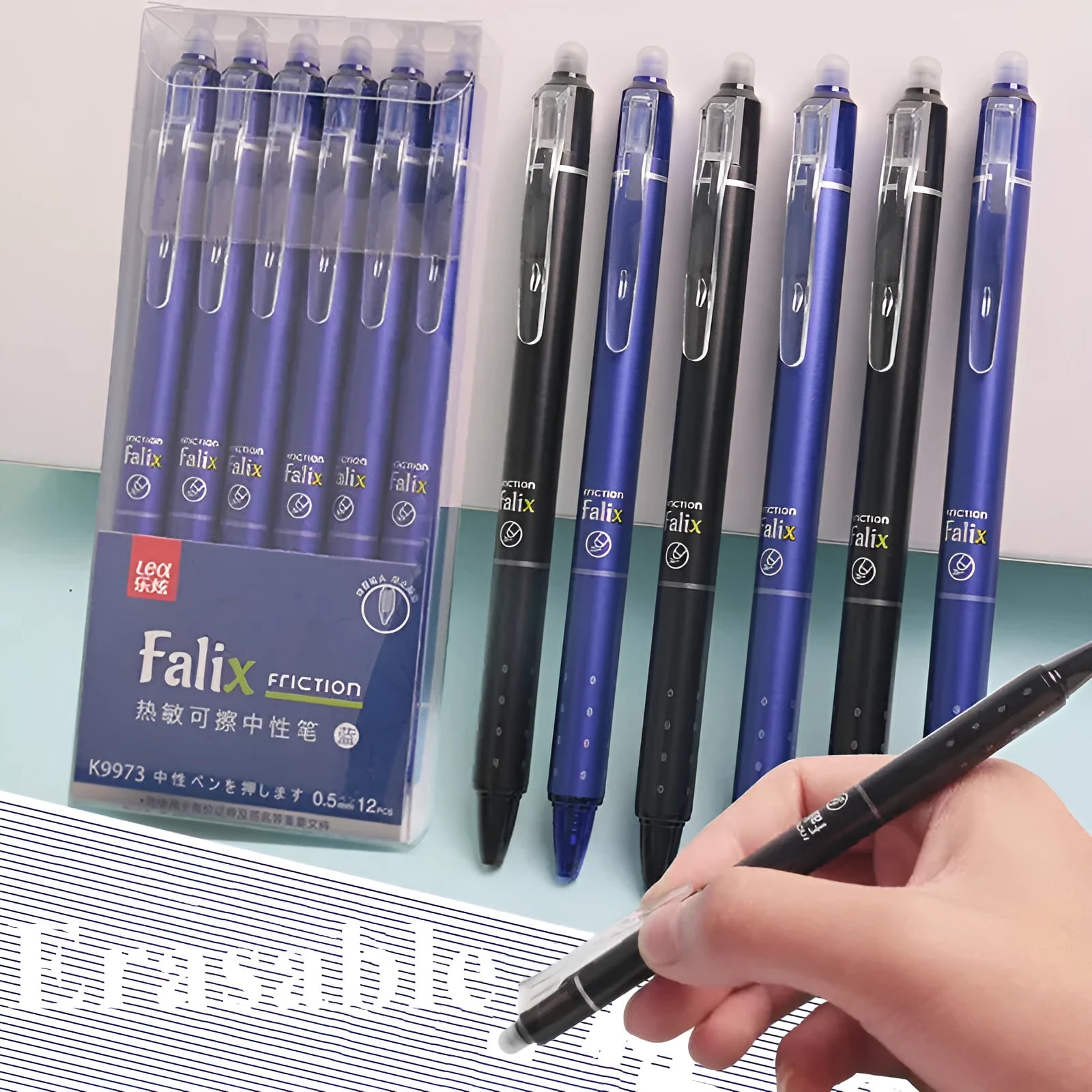 Hot erasable push gel pen with 0.5mm stainless steel nib for elementary school students