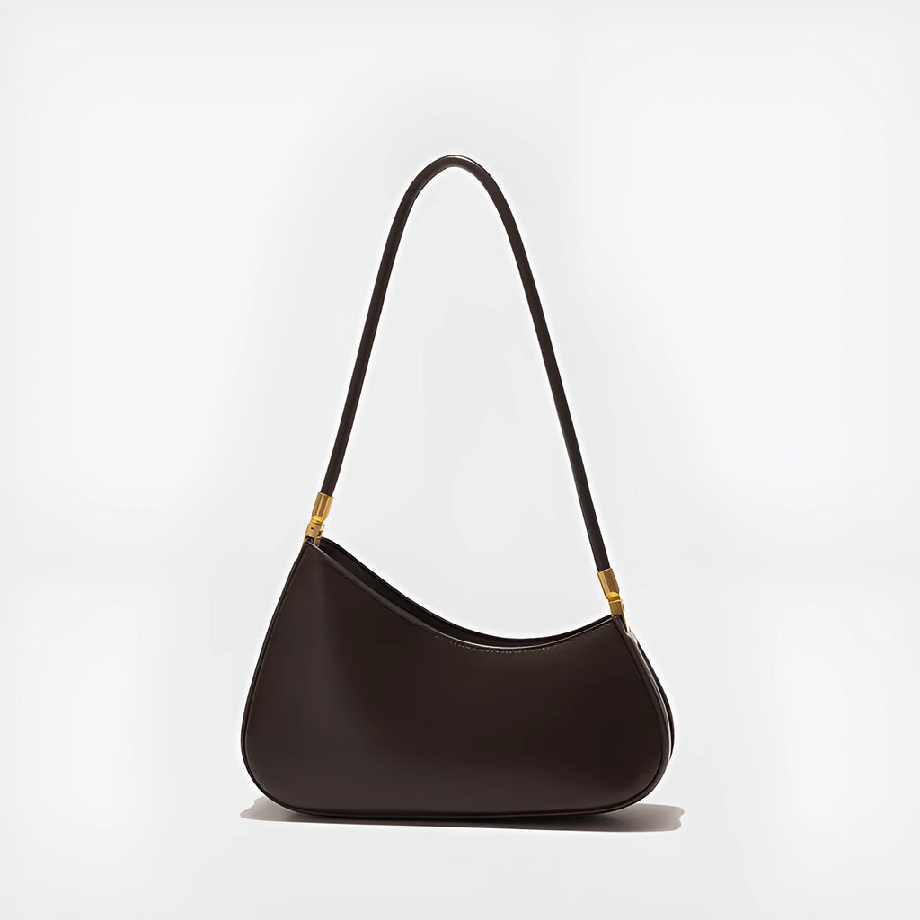 Oval-shaped retro underarm handbag for women in PU with a single shoulder strap, shown in multiple colour options.