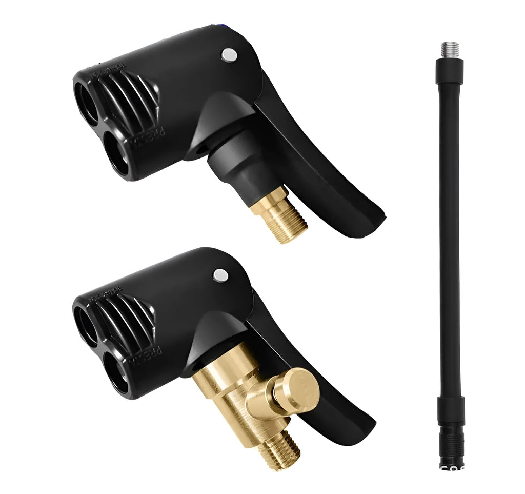 Vehicle air conversion inflatable chuck two-in-one nozzle set with 16 cm hose and two connectors