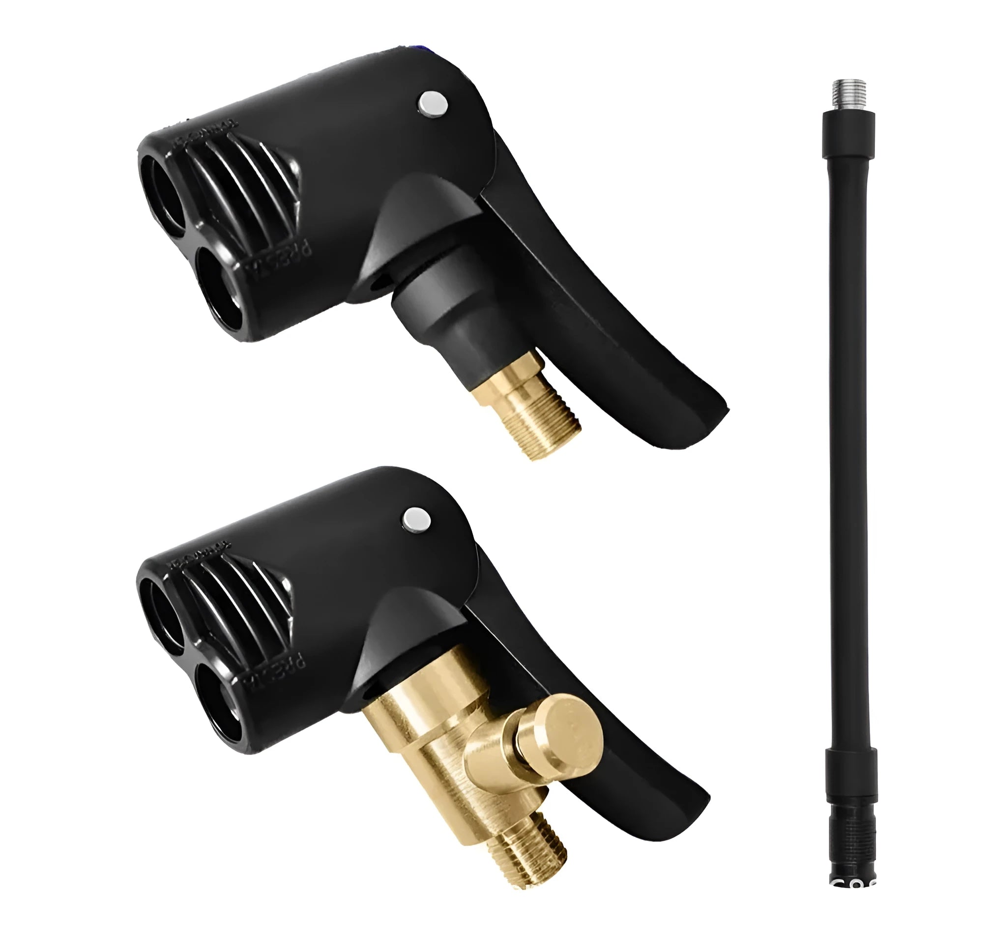 Vehicle air conversion inflatable chuck two-in-one nozzle set with 16 cm hose and two connectors