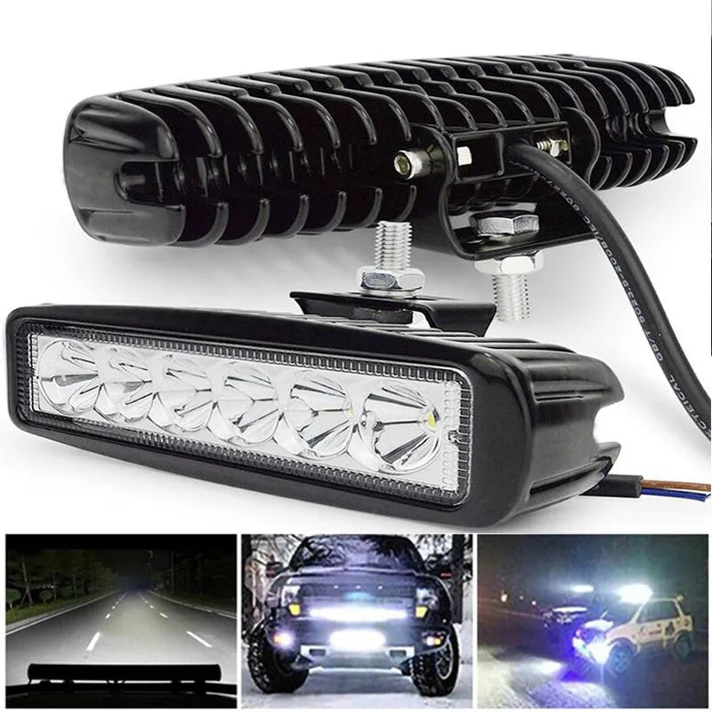 Black car auxiliary light with die-cast aluminium shell and 6 LED spotlight configuration