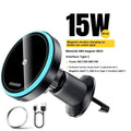 15W wireless magnetic car charger bracket black ABS universal air outlet mount for navigation