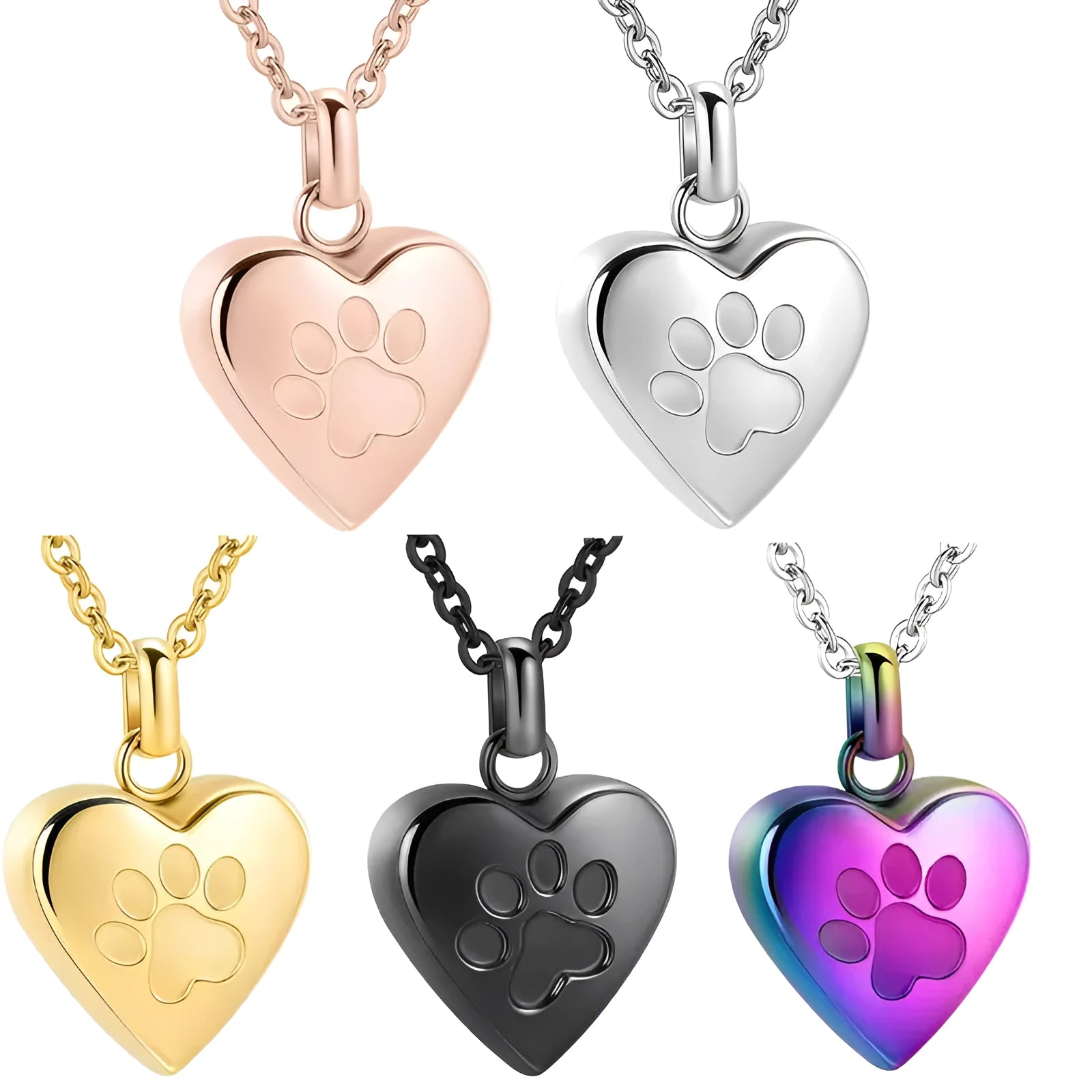 Openable heart-shaped titanium steel casket necklace on a chain, shown in a silver finish.