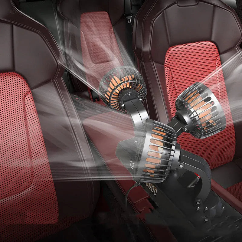 Three head automotive electric cooling fan with adjustable heads and long cable