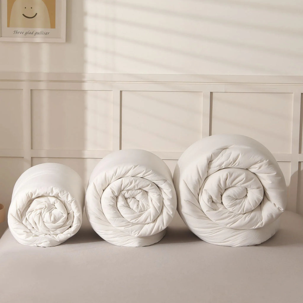 Soybean fibre pure cotton quilt in twill weave, shown in grey, pink jade or white colour options.