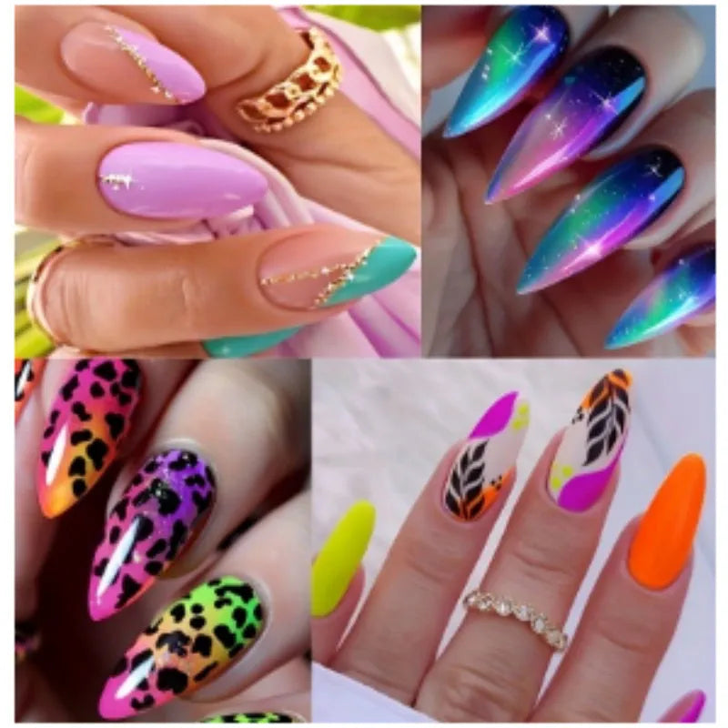 Wear Armour medium almond frosted nail stickers in four pattern designs