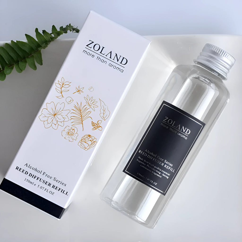 Indoor fragrance air freshening agent aromatherapy oil replenisher refill bottle with multiple scent options including Australian Sandalwood and Black Forest