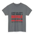Grey women's cotton T-shirt with printed pattern and short sleeves on hanger