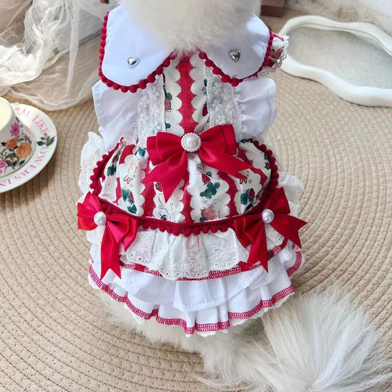 Rabbit skirt princess style pet dog dress in polyester with size measurements