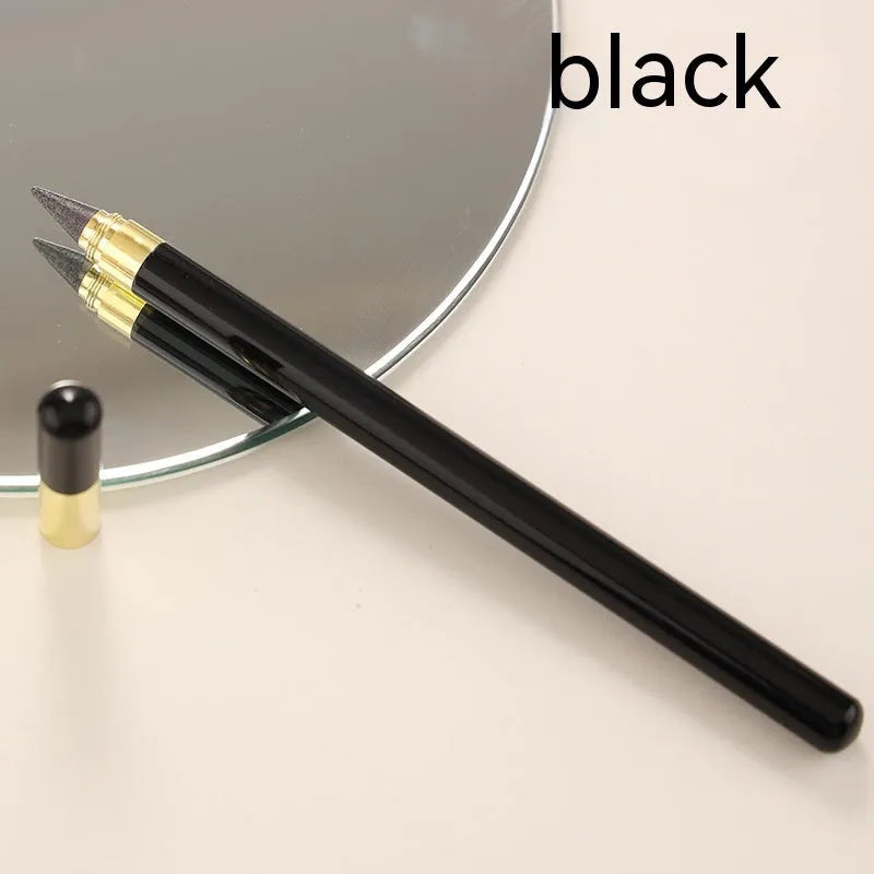 Acrylic transparent rod eternal pencil with alloy head and HB lead in beige colour