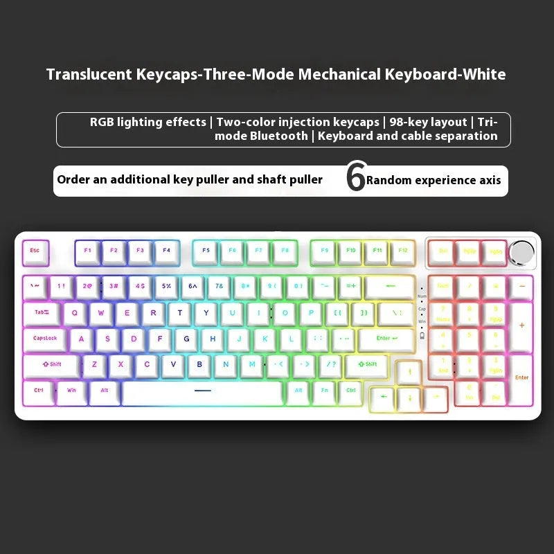 98 key wireless Bluetooth mechanical keyboard with display screen and metal knob