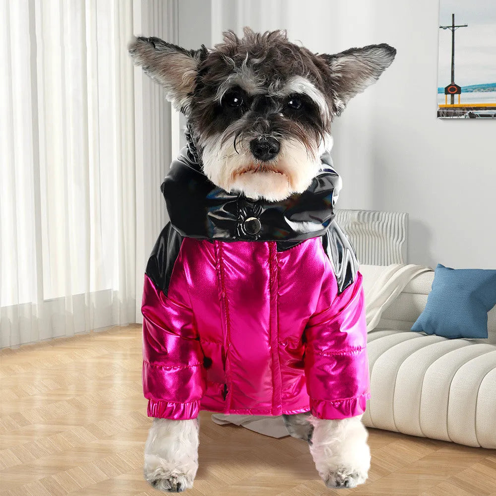 Thick warm pet dog down jacket in red colour, 90% pure duck down fill for small to large dogs
