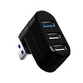 Black USB rotary splitter hub with four USB ports showing 15.5cm length