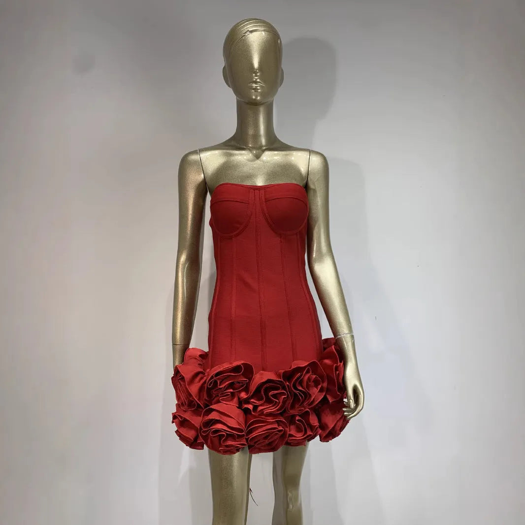 Women's solid colour urban style dress with mid waist design in red, white or black options