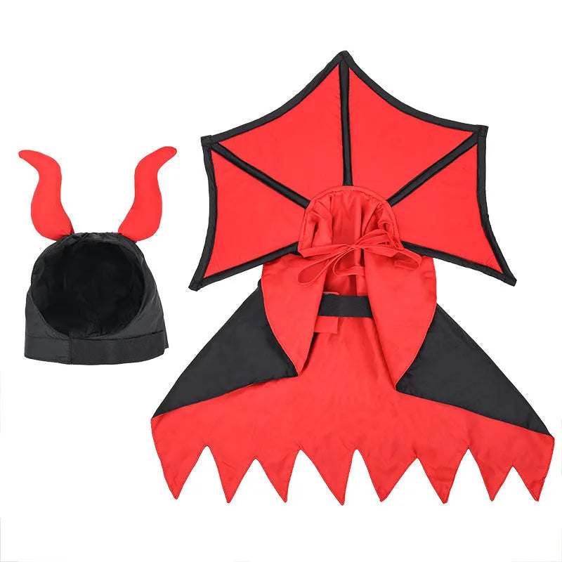 Pet Halloween vampire cloak and hat set in black polyester