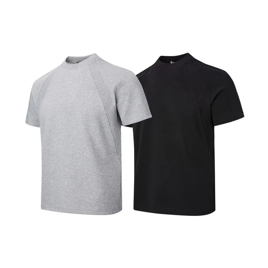 Loose fit short sleeve top with air layer stitching in black, white, or grey.