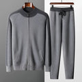 Men's cashmere wool blend casual sports suit with half turtleneck cardigan and trousers