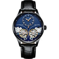 Titanium automatic men's watch with tourbillon and moon phase complications on black dial