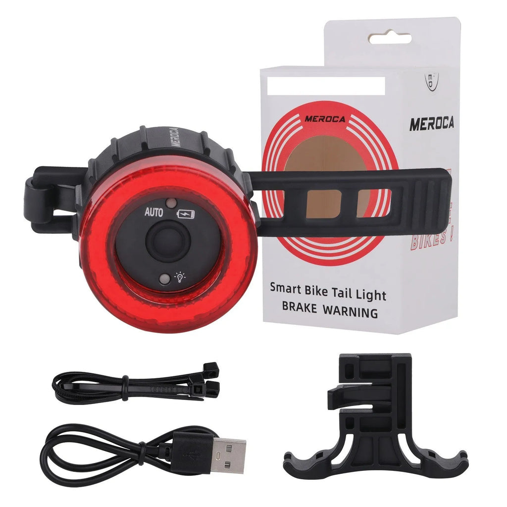 Black intelligent induction brake taillight for bicycles with aluminium alloy construction