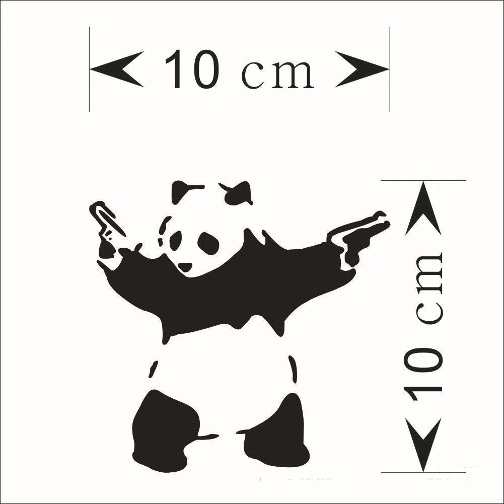 Black reflective panda outdoor sports car sticker 10x10cm PET material