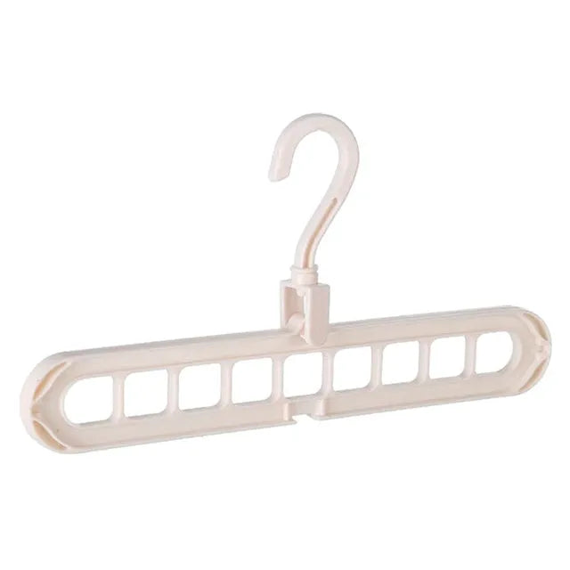 Plastic clothes hanger with 360 degree rotating hook, 33 cm long, available in pink, green, beige, grey, white, and grey