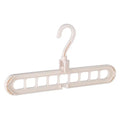 Plastic clothes hanger with 360 degree rotating hook, 33 cm long, available in pink, green, beige, grey, white, and grey