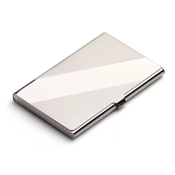 304 stainless steel laser-sculpted business card case with geometry pattern.