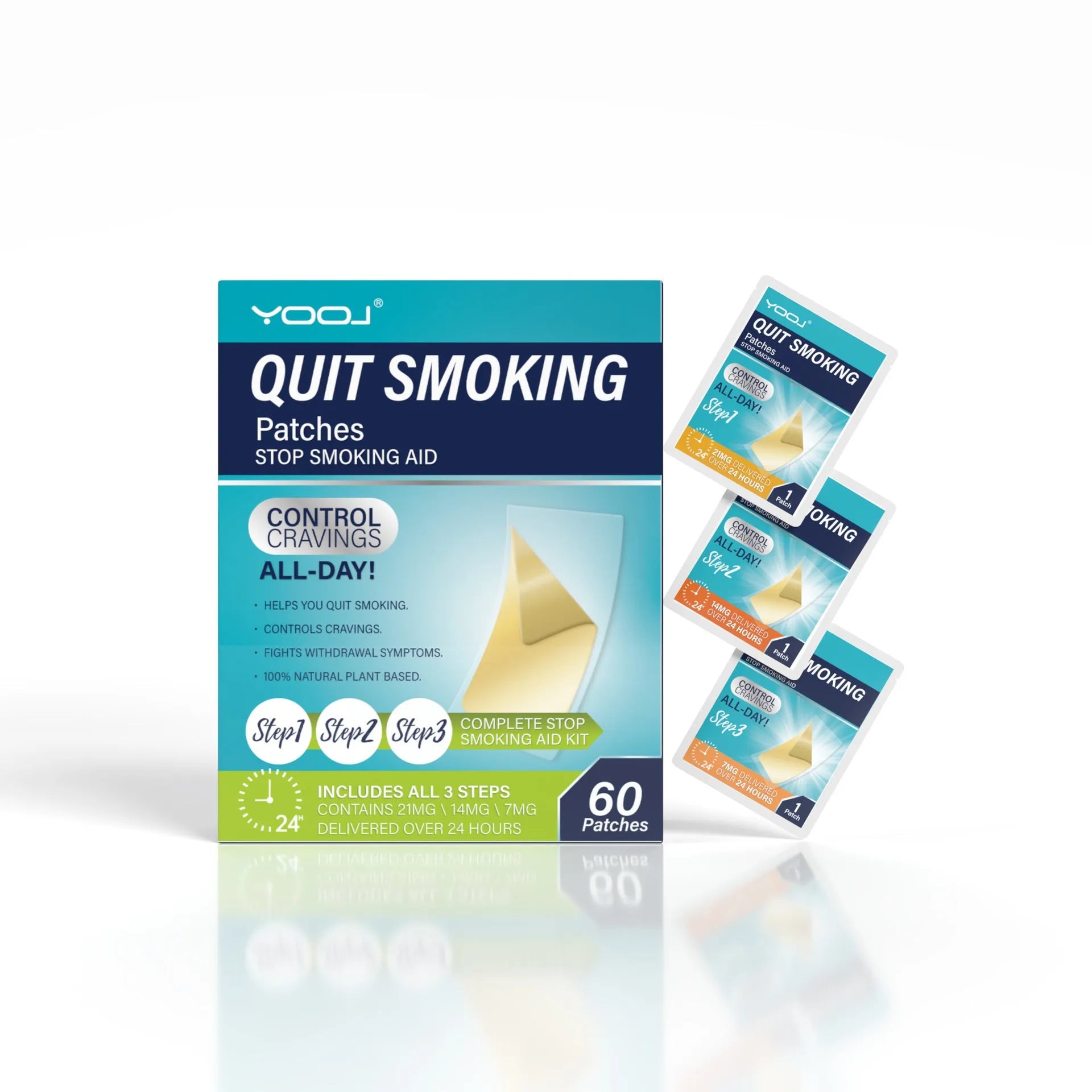Box of 30 plant extract smoking cessation patches for nicotine replacement therapy