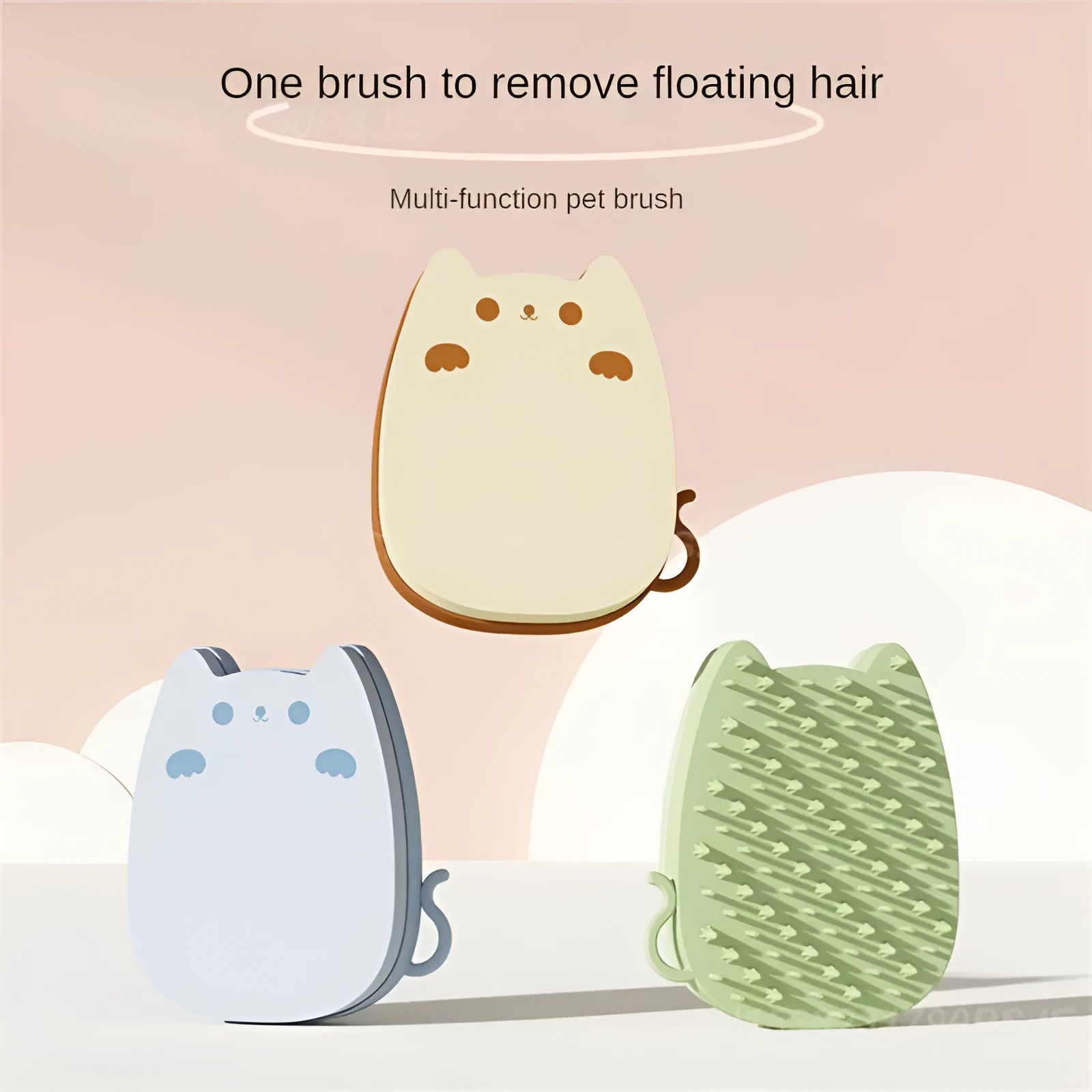 Blue silicone pet comb with sponge head for static adsorption of cat and dog hair.