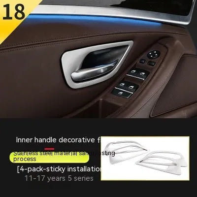 Black ABS and stainless steel interior handle decorative strips for BMW 5 Series F10/F1 models