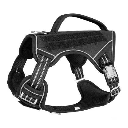 Tactical working dog chest strap in Oxford cloth with metal ring, available in black, khaki, yellow camo, forest camo, olive green, sizes M L XL