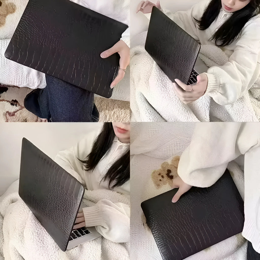 Laptop protective case with crocodile pattern texture and hollowed Apple logo for MacBook Pro and Air
