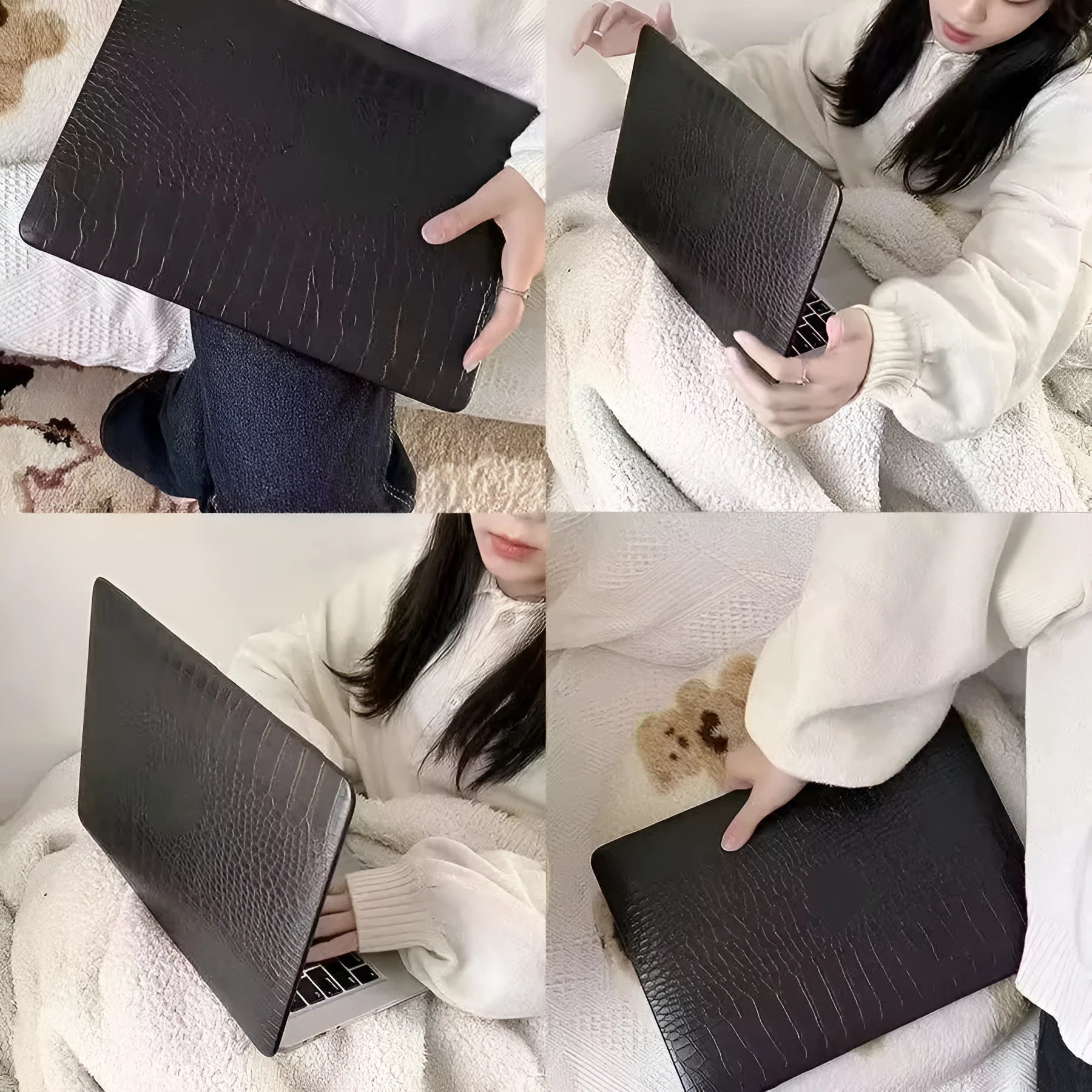 Laptop protective case with crocodile pattern texture and hollowed Apple logo for MacBook Pro and Air