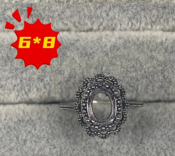 Korean style oval denier ring ornament with electroplated copper and 6*8mm stone