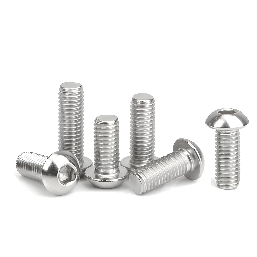 Stainless steel A2-70 half round pan head hexagon screw with whitewash finish