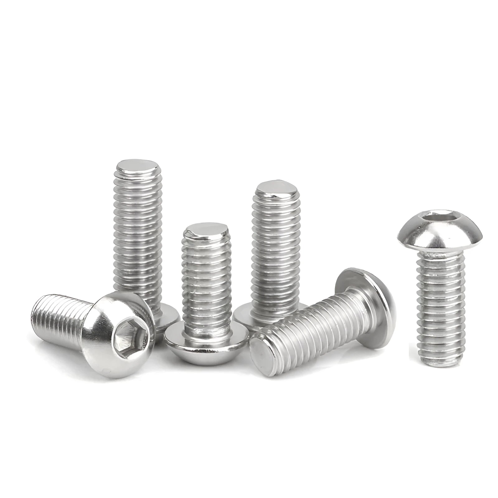 Stainless steel A2-70 half round pan head hexagon screw with whitewash finish