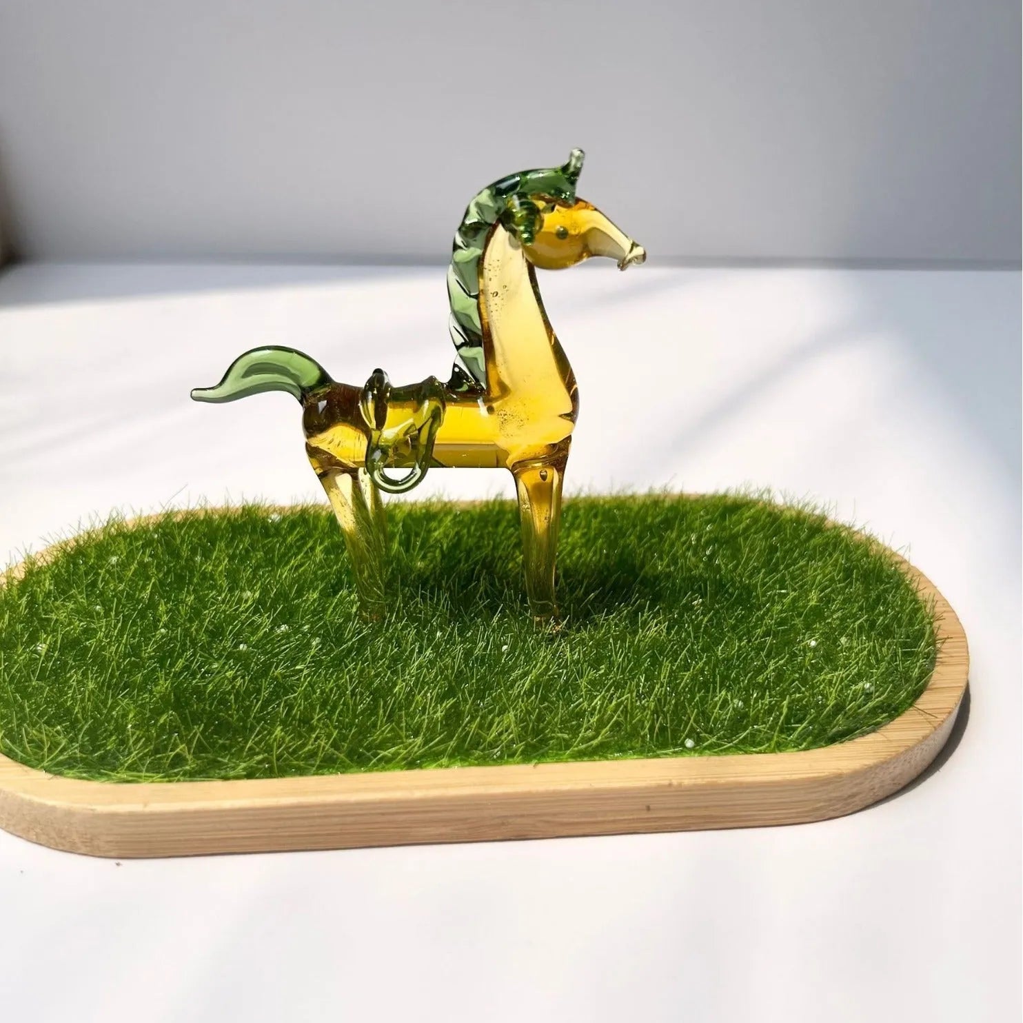 Brown glazed horse office decoration with coloured glaze finish