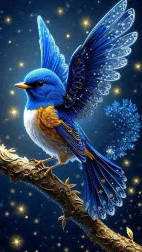 Handmade Blue Bird rhinestone painting on 60x100cm canvas with acrylic rhinestones
