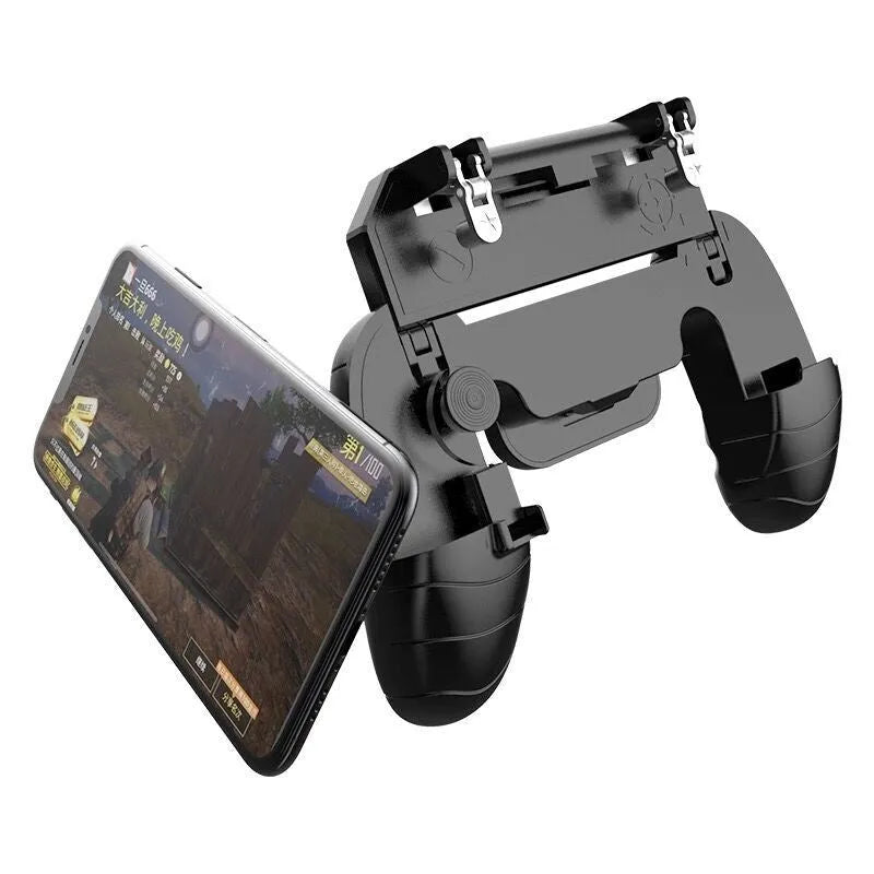 Adjustable mobile game handle showing telescopic clamp in black colour