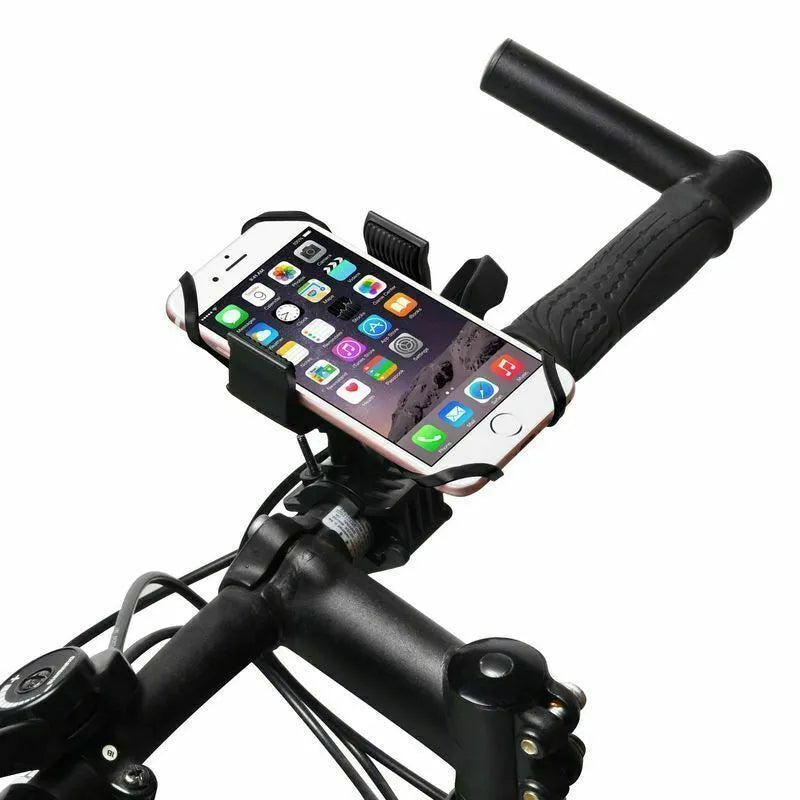 Universal bicycle motorcycle phone bracket black red with ABS alloy silicone straps on handlebar