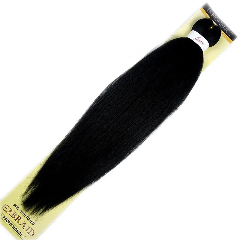 African chemical fiber long straight cornrows wig 26 inch mixed silk in black and brown gradient colours on a mannequin head