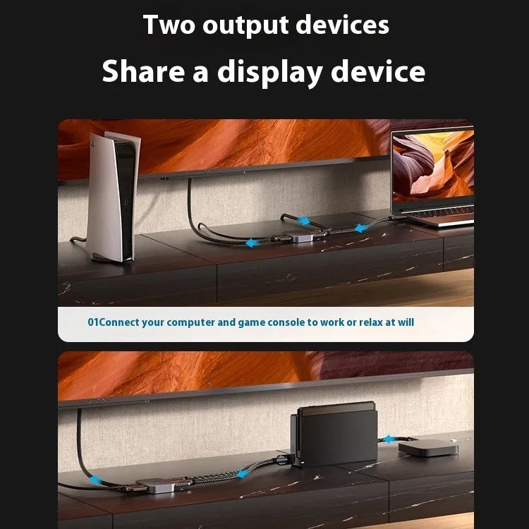 Grey Alloy Cable Separator HD Computer Audio Video Two-Way Conversion for television line connection
