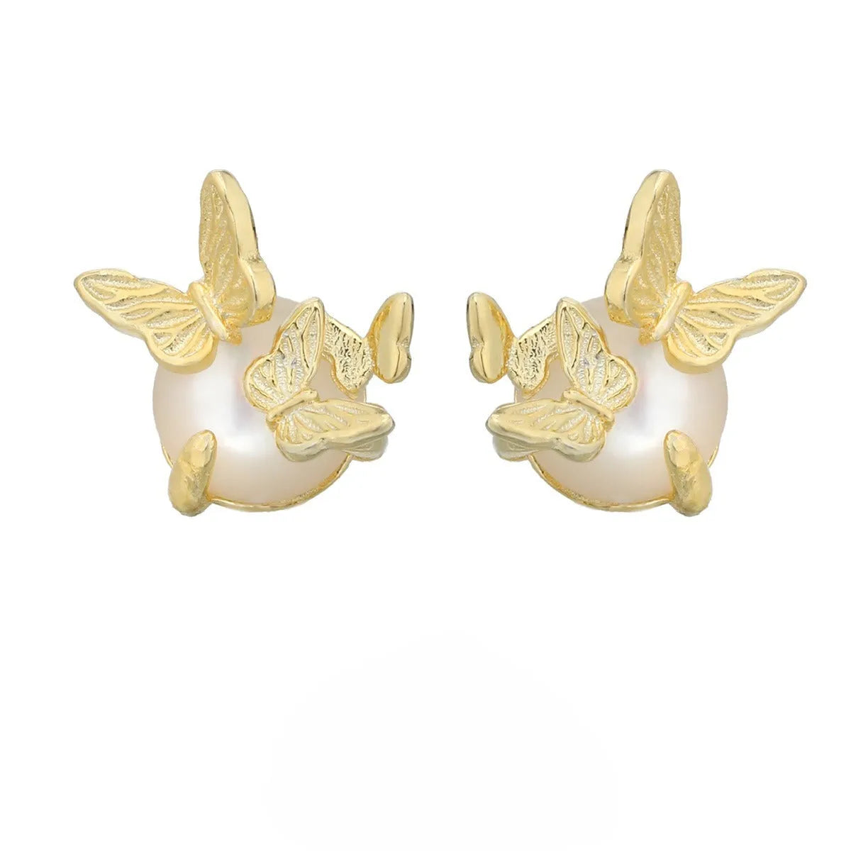 925 sterling silver butterfly stud earrings in gold or white gold colour finish.