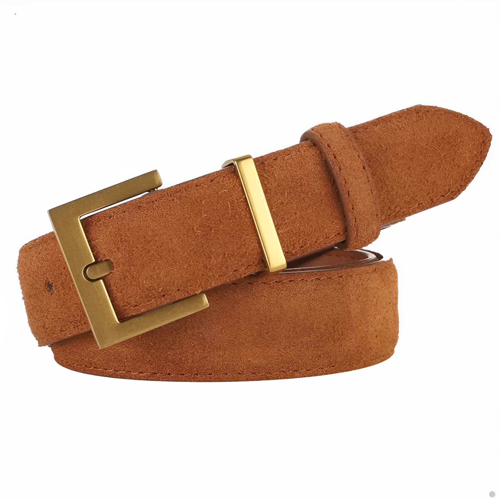 Ladies genuine leather pin buckle belt in black caramel brown colours, quadrilateral alloy buckle