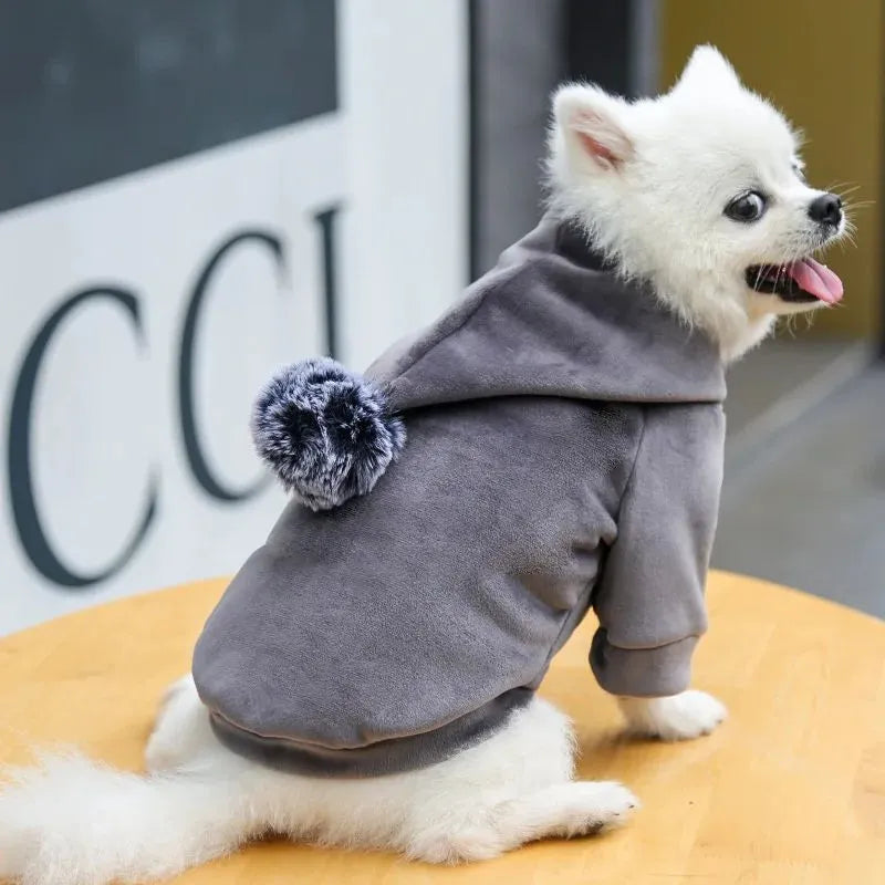 Blue fleece hooded coat for small dogs and cats winter warm outerwear