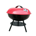 Spherical BBQ stove in black red with two baking nets and damper, expanded size 35.5x37cm
