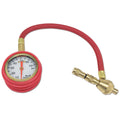 Mechanical automobile tire pressure gauge with copper interior and rubber shell in red and black colour options